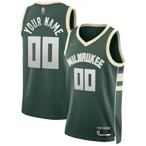 Accattivante Milwaukee Bucks Nike 2021/22 Diamond Swingman Custom Jersey Icon Edition Hunter Green