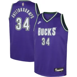 Accattivante Moderno Meraviglioso Giannis Antetokounmpo Milwaukee Bucks Nike Youth 2022/23 Swingman Jersey Purple Classic Edition
