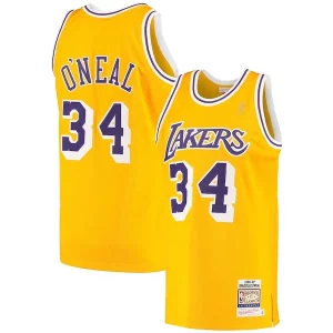 Accattivante Ottimo Shaquille O'Neal Los Angeles Lakers 1996/97 Hardwood Classics Authentic Jersey Gold