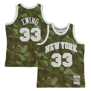 Accattivante Patrick Ewing New York Knicks Hardwood Classics 1991/92 Ghost Green Swingman Jersey Camo