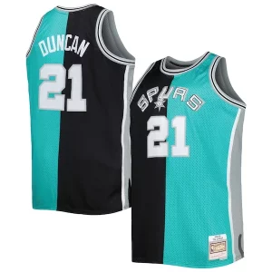 Accattivante Splendido Elegante Tim Duncan San Antonio Spurs Big & Tall Hardwood Classics 1998/99 Split Swingman Jersey Black/Teal