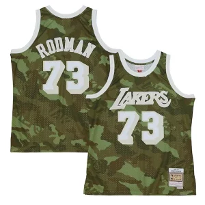 Attraente Fantastico Lussuoso Dennis Rodman Los Angeles Lakers Hardwood Classics 1998/99 Ghost Green Swingman Jersey Camo