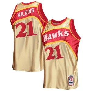 Attraente Fantastico Robusto Dominique Wilkins Atlanta Hawks 75th Anniversary 1986/87 Hardwood Classics Swingman Jersey Gold