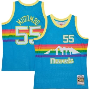 Attraente Fascinante Dikembe Mutombo Denver Nuggets Hardwood Classics 1991/92 Tropical Swingman Jersey Blue