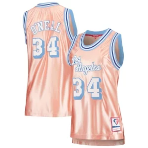 Attraente Lussuoso Shaquille O'Neal Los Angeles Lakers Women's 75th Anniversary Rose Gold 1996 Swingman Jersey Pink