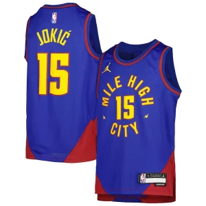 Attraente Sofisticato Cool Nikola Jokic Denver Nuggets Jordan Brand Youth Swingman Jersey Statement Edition Blue