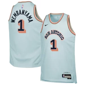 Attraente Victor Wembanyama San Antonio Spurs Nike Youth 2024/25 Swingman Player Jersey City Edition Light Blue
