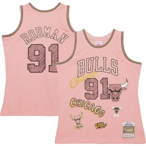 Bellissimo Ottimo Dennis Rodman Chicago Bulls 1997/98 Swingman Sidewalk Sketch Jersey Pink