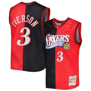 Carino Allen Iverson Philadelphia 76ers Hardwood Classics 2000/01 Split Swingman Jersey Black/Red