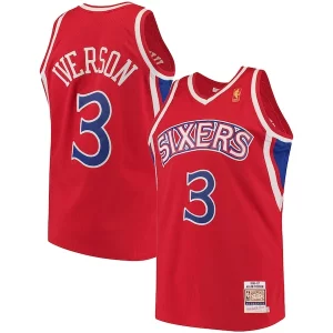 Carino Classico Prestigioso Allen Iverson Philadelphia 76ers 1996/97 Hardwood Classics Authentic Jersey Red/Black/White