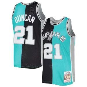 Carino Resistente Tim Duncan San Antonio Spurs Hardwood Classics 1998/99 Split Swingman Jersey Black/Teal