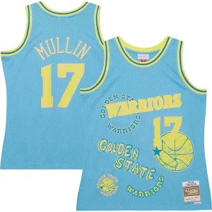 Comodo Bellissimo Chris Mullin Golden State Warriors 1993/94 Swingman Sidewalk Sketch Jersey Light Blue