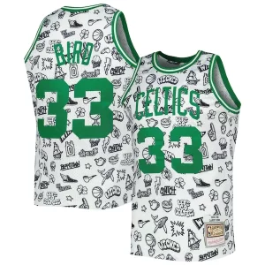 Comodo Versatile Magnifico Larry Bird Boston Celtics 1985/86 Hardwood Classics Doodle Swingman Jersey White