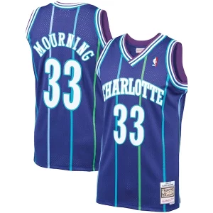 Cool Classico Alonzo Mourning Charlotte Hornets 1994/95 Hardwood Classics Swingman Jersey Purple