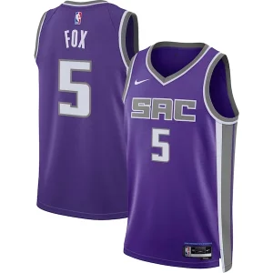 Cool De'Aaron Fox Sacramento Kings Nike Unisex Swingman Jersey Icon Edition Purple