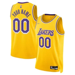 Cool Los Angeles Lakers Nike 2021/22 Diamond Swingman Custom Jersey Icon Edition Gold