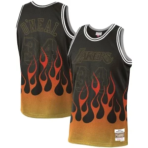 Duraturo Sofisticato Resistente Shaquille O'Neal Los Angeles Lakers 1996 97 Hardwood Classics Flames Swingman Jersey Black
