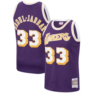 Eccezionale Duraturo Kareem Abdul Jabbar Los Angeles Lakers Hardwood Classics Swingman Jersey Purple/Gold