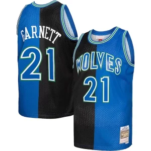 Eccezionale Elegante Kevin Garnett Minnesota Timberwolves Hardwood Classics 1995/96 Split Swingman Jersey Black/Blue