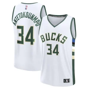 Delizioso Meraviglioso Incantevole Giannis Antetokounmpo Milwaukee Bucks Fast Break Replica Player Jersey Association Edition White
