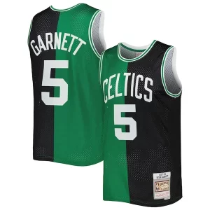 Eccezionale Kevin Garnett Boston Celtics Hardwood Classics 2007/08 Split Swingman Jersey Black/Kelly Green