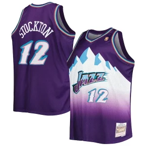 Eccezionale Prestigioso Ottimo John Stockton Utah Jazz Big & Tall Hardwood Classics 1996/97 Swingman Jersey Purple