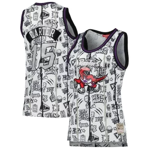 Eccezionale Vince Carter Toronto Raptors Women's 1998 Doodle Swingman Jersey White