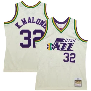 Elegante Comodo Delizioso Karl Malone Utah Jazz Chainstitch Swingman Jersey Cream