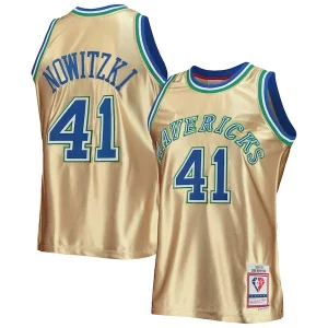 Elegante Robusto Carino Dirk Nowitzki Dallas Mavericks 75th Anniversary 1998/99 Hardwood Classics Swingman Jersey Gold