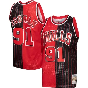 Elegante Splendido Dennis Rodman Chicago Bulls Hardwood Classics 1995/96 Split Swingman Jersey Red/Black