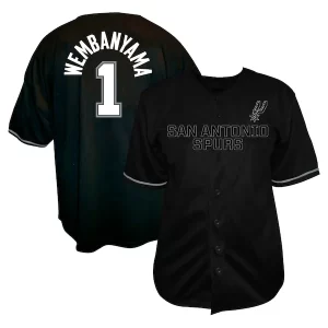 Fantastico Elegante Victor Wembanyama San Antonio Spurs Profile Big & Tall Name & Number Button Up Jersey Black