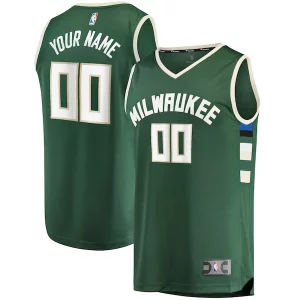 Fantastico Milwaukee Bucks Youth Fast Break Custom Replica Jersey Hunter Green Icon Edition