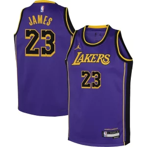 Carino Gorgeous Pratico LeBron James Los Angeles Lakers Jordan Brand Youth Performance Swingman Jersey Statement Purple