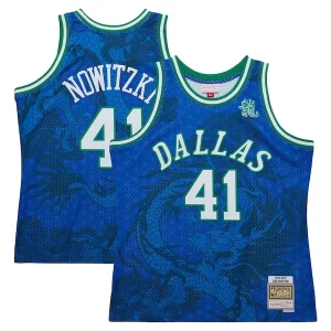 Fascinante Comodo Classico Dirk Nowitzki Dallas Mavericks 1998 2019 Hardwood Classics Asian Heritage 6.0 Swingman Throwback Player Jersey Blue
