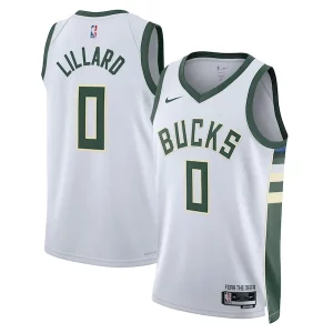 Fascinante Damian Lillard Milwaukee Bucks Nike Unisex Fear The Deer Swingman Player Jersey Association Edition White