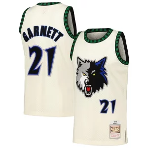 Fascinante Kevin Garnett Minnesota Timberwolves Chainstitch Swingman Jersey Cream