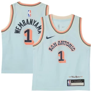 Stupendo Moderno Victor Wembanyama San Antonio Spurs Nike Preschool 2024/25 Swingman Player Jersey City Edition Light Blue