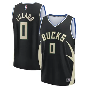 Fascinante Splendido Damian Lillard Milwaukee Bucks Youth Fast Break Replica Player Jersey Statement Edition Black