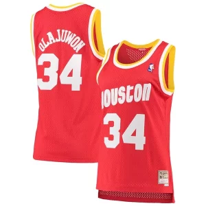 Gorgeous Cool Robusto Hakeem Olajuwon Houston Rockets Women's 1993/94 Hardwood Classics Swingman Jersey Red/Navy