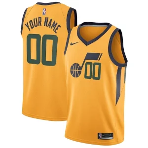 Gorgeous Fascinante Utah Jazz Nike Swingman Custom Jersey Statement Edition Gold