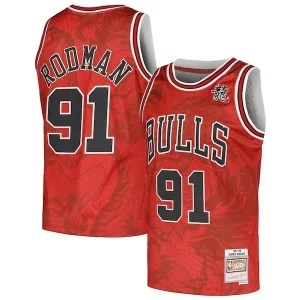 Gorgeous Moderno Versatile Dennis Rodman Chicago Bulls 1997/98 Hardwood Classics Asian Heritage 6.0 Swingman Throwback Player Jersey Red