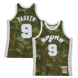 Gorgeous Tony Parker San Antonio Spurs Hardwood Classics 2000/01 Ghost Green Swingman Jersey Camo