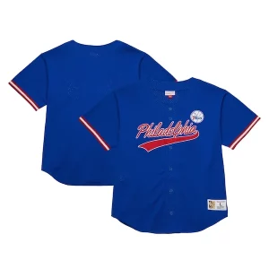 Incantevole Attraente Delizioso Philadelphia 76ers Hardwood Classics On The Clock Mesh Fashion Baseball Jersey Royal