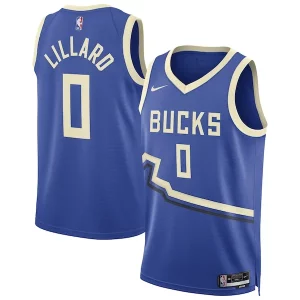 Incantevole Damian Lillard Milwaukee Bucks Nike Unisex 2024/25 Swingman Player Jersey City Edition Royal