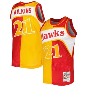 Incantevole Prestigioso Versatile Dominique Wilkins Atlanta Hawks Hardwood Classics 1986/87 Split Swingman Jersey Yellow/Red