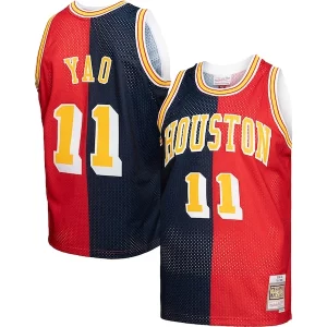 Lussuoso Delizioso Sofisticato Yao Ming Houston Rockets Hardwood Classics 2004/05 Split Swingman Jersey Navy/Red