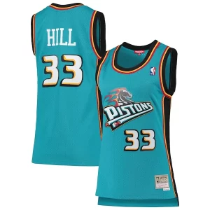 Lussuoso Grant Hill Detroit Pistons Women's 1998/99 Hardwood Classics Swingman Jersey Teal