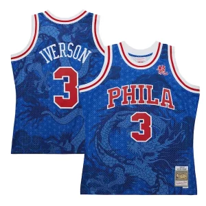 Magnifico Accattivante Gorgeous Allen Iverson Philadelphia 76ers 1996/97 Hardwood Classics Asian Heritage 6.0 Swingman Throwback Player Jersey Royal