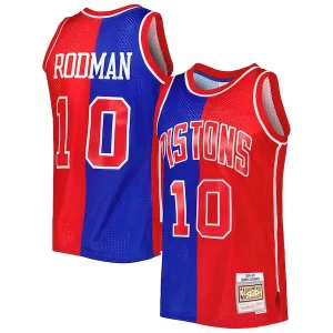 Magnifico Gorgeous Pratico Dennis Rodman Detroit Pistons Hardwood Classics 1988/89 Split Swingman Jersey Blue/Red