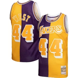Magnifico Jerry West Los Angeles Lakers Hardwood Classics 1971/72 Split Swingman Jersey Purple/Gold